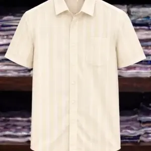 Men’s Premium White Striped Shirt – Half Sleeve Casual Wear