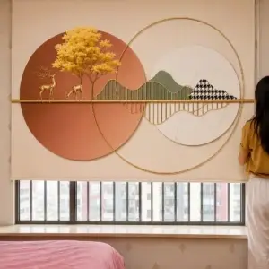 Modern Printed Blackout Roller Blind – Elegant Nature & Geometric Window Curtain