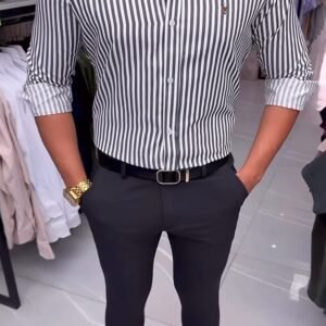 Black & White Pinstripe Shirt Combo