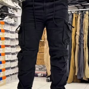 Men’s Black Tactical Cargo Joggers – Premium Streetwear Pants