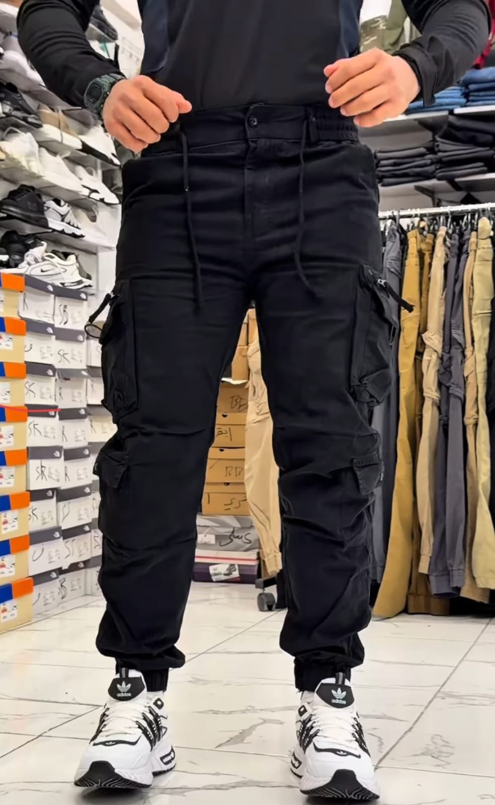 Men’s Black Tactical Cargo Joggers – Premium Streetwear Pants