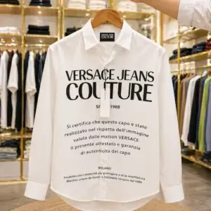 Men’s Premium Typography Print Shirt – White Luxury Statement Casual Wear