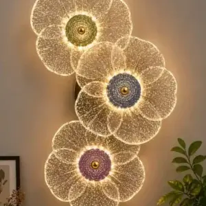 Premium Flower Wall Light – Crystal Petal LED Decor Lamp (3-Flower Design)