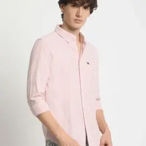 Pink Micro-Stripe Oxford Shirt — Crisp, Versatile, and Effortlessly Professional