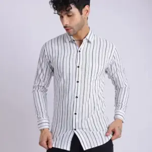 Modern Vertical Stripe Button-Down Shirt — Sharp, Sleek, and Effortlessly Stylish