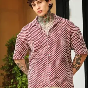 Geo-Print Cuban Collar Shirt – US Trend Luxe Edition