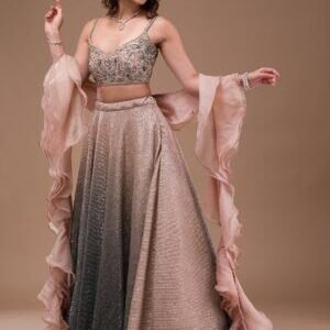 Pink Sequins Lycra Readymade Lehenga