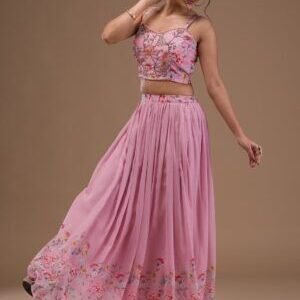 Printed Georgette Readymade Lehenga