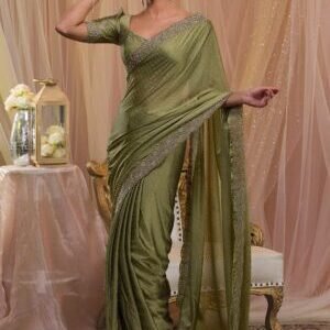 Purple Stonework Crepe Designer Saree