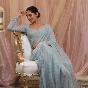 Royal Blue Stonework Art Silk Designer Saree