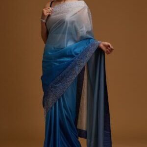 Royal Blue Threadwork Art Silk Designer Saree