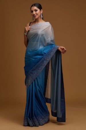 Royal Blue Threadwork Art Silk Designer Saree