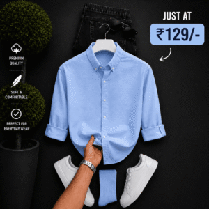 Premium Sky Blue Men's Cotton Casual Shirt