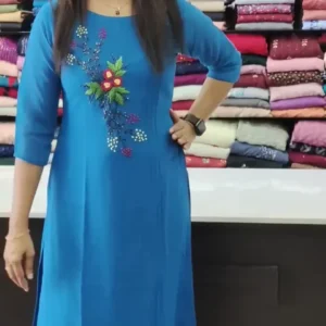 Sky Blue Embroidered Kurta for Women