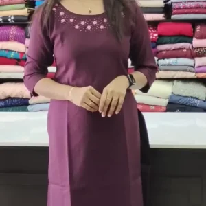 Maroon Embroidered Kurta for Women