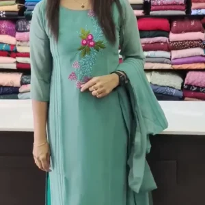 Sea Green Embroidered Kurta for Women
